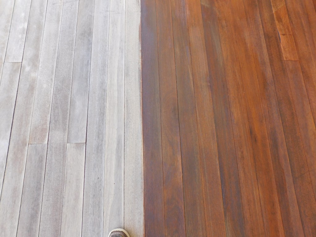 Before and After Deck Stain